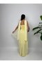 Women's Yellow Satin Strapless Ribbon Wrap Detail Evening Dress Homecoming Dress - 5