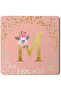 2 Pack Designer Leather Coasters Mat for Beverage Drinks - Custom Monogram Initial Letter