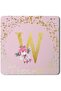 2 Pack Designer Leather Coasters Mat for Beverage Drinks- Custom Monogram Initial Letter F
