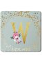 Stylizeed 2 Pack Designer Leather Coasters Mat for Beverage Drinks - Custom Monogram Initial Letter