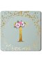 Stylizeed 2 Pack Designer Leather Coasters Mat for Beverage Drinks - Custom Monogram Initial Letter