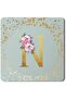 2 Pack Designer Leather Coasters Mat for Beverage Drinks- Custom Monogram Initial Letter F
