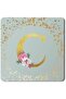 2 Pack Designer Leather Coasters Mat for Beverage Drinks - Custom Monogram Initial Letter
