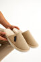 Unisex Indoor Slippers Non-Slip Ribbed Fabric Comfortable Model Stylish and Comfortable Indoor Slippers Semi-Leather