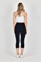 Women's Black High Waist Capri Leggings - 6