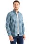 Men's Shirt Turquoise Green Long Sleeve Cotton Checkered Pocket Casual Daily Stylish Classic Model