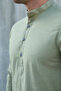 Khaki-Haki̇m Collar Half Pat Lycra Linen Texture Cotton Slim Fit Men's Shirt - 3