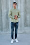 Khaki-Haki̇m Collar Half Pat Lycra Linen Texture Cotton Slim Fit Men's Shirt - 6