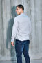 Gray Judgement Collar Half Pat Lycra Linen Texture Cotton Slim Fit Men's Shirt - 6