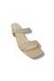 Beige Women's Thick Heeled Genuine Leather Sandals – Single Strap, Stone Detail - 5