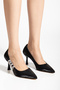 Black Women's Classic Heel Side Stone Shoes