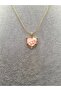 Gold Color Special Embossed Enamel Pink Heart Model Steel Necklace