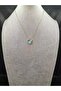 Gold Color Special Embossed Enameled Blue Heart Model Steel Necklace - 2