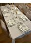 Gray Embroidery Detailed Worry-Free Tablecloth Off-White - 4
