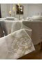 Glitter Gold Embroidery Detailed Carefree Tablecloth Off White - 7