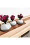 Mini Concrete Flower Pot Set of 3 Artificial Flower Table Top Decorative Flower - 4