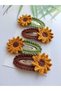 Sunflower Buckle Handmade 4-Piece Snap Buckle Knitted Organic Hair Accessory