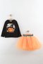 Halloween, Halloween, Orange Tutu Skirt, Pumpkin Print T-Shirt Suit - 3