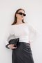 Ecru Boat Neck Sleeve Gathered Blouse 2433