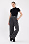 Anthracite Double Pleat Detail Belted Women's Trousers 5009 - 7