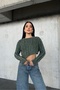 Denim Washed Hair Braided Crop Knitwear Sweater Aw25Kz0011 - 5