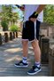 Men's Black Striped Casual Sports Shorts Basketball Football Fitness Exercise Running Bermuda