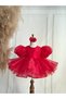 Baby Girl Kids Red Bow Organza Girl Party Dress - 3