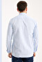 Men's Blue Shirt Long Sleeve Striped Cotton Striped Single Pocket Shirt - 5