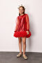 Red Sequined Girl's Dress with Tulle Hem - Balenca