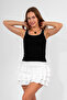2-Piece Black/White Embroidery Detail 100% Cotton Thick Strap Bluz - 3