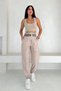 Elastic Waist Fashion Trousers Cream