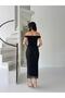 Black Knot Detailed Lined Lace Dress - 7