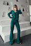 Women's Stylish Striped Detailed Vest Cardigan Palazzo Pants Top and Bottom Double Knitwear Set - Nefti Green - 8
