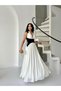 White Neck Tie Corset Detailed Flared Dress - 2