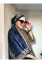 Vela Pattern Soft Shawl - Navy Blue