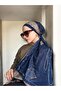 Vela Pattern Soft Shawl - Navy Blue - 2