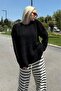 Black Crew Neck Women's Buklet Sweater Mg2480 - 6