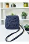 Small Shoulder Bag Knitted with Paper String - 8