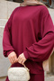 Women's Crew Neck Double Suit Claret Red - 5