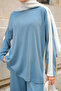 Women's Side Stripe Detail Double Set Light Blue - 5