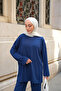 Women's Side Stripe Detail Double Set Navy Blue - 3