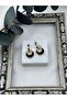 Stainless Steel Black Crescent Model Earrings - 2