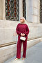 Women's Crew Neck Double Suit Claret Red - 3