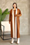 Round Neckline, Long Sleeve, Bow Patterned Midi Length Cardigan Look One-Piece Knitwear Dress - 8