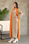 Round Neckline, Long Sleeve, Bow Patterned Midi Length Cardigan Look One-Piece Knitwear Dress - 6