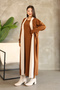 Round Neckline, Long Sleeve, Bow Patterned Midi Length Cardigan Look One-Piece Knitwear Dress