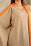 Round Neckline, Long Sleeve, Bow Patterned Midi Length Cardigan Look One-Piece Knitwear Dress - 4