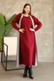 Round Neckline, Long Sleeve, Bow Patterned Midi Length Cardigan Look One-Piece Knitwear Dress