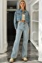 Women's Blue Relaxed Fit Denim Trousers