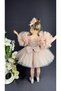 Chiffon Yoke Pom-Pom Sleeve Sequin Embellished Girls' Puffy Skirt Tulle Evening Dress Powder Pink - 7